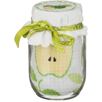 

Waffle towel 40 * 60 cm, 100% Cotton + Glass Jar 500 ml. Diameter = 8 cm. Height = 13 cm.