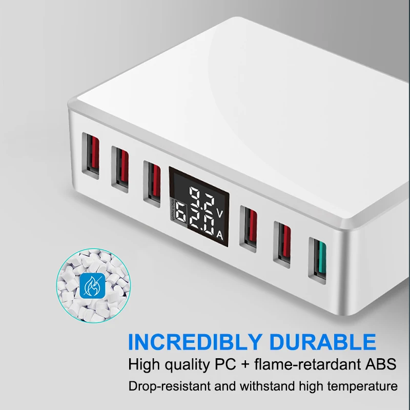 IHaitun Оригинальная док станция 40 Вт с 6 портами USB QC 3 0 со светодиодным дисплеем