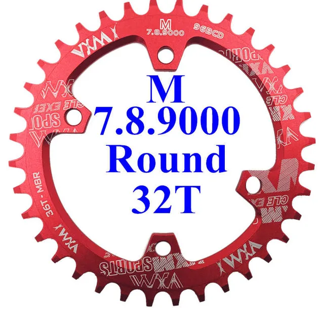 96BCD Round 32T Red VXM 96BCD велосипедная цепь Овальная Круглая MTB велосипедная кривошипная узкая широкая цепь 30 T/32 T/34 T/36 T/38 T для Sram XT M7000 M8000 M9000 - Цвет: 96BCD Round 32T Red