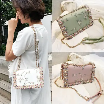 

NEW Women Ladies Shoulder Quilted Handbag Gold Chain Faux Leather Cross Body Bag