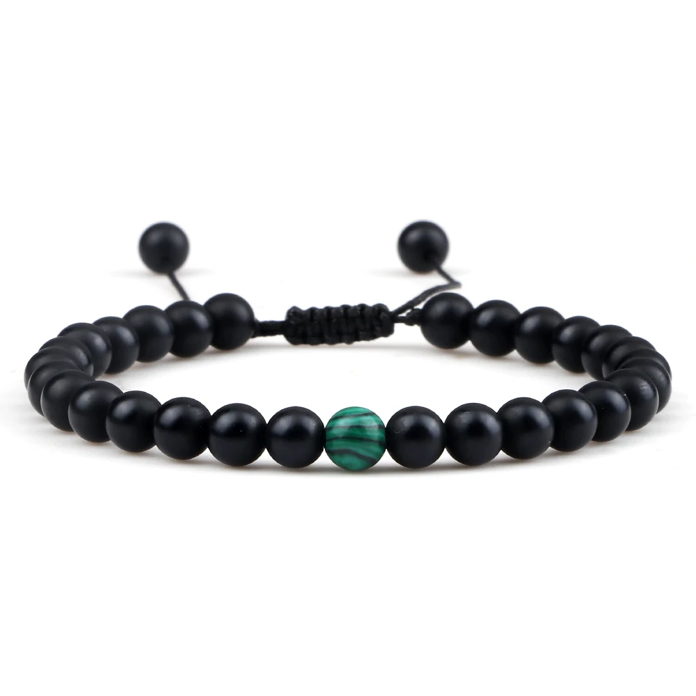Set De 2 Bracelets Homme En Pierre Naturelle - Lave Noire Et œil De Tigre Noir - Perles 6mm Réglables - Cadeau Unisexe élégant - Aihoom