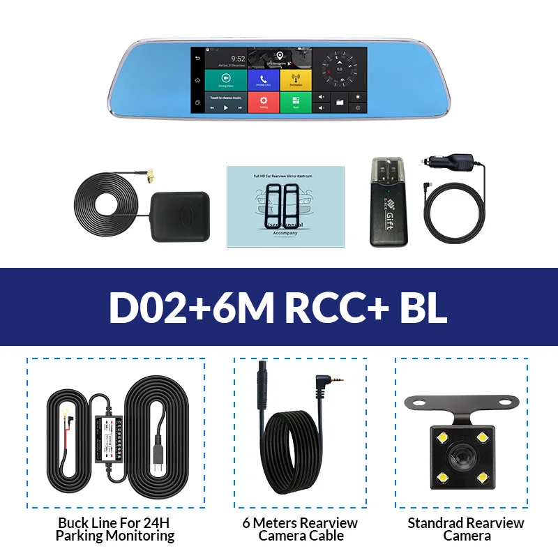 D02-6M RCC-BL E-ACE 3 г Автомобильные видеорегистраторы 7 дюймов touch зеркало заднего вида Камер Android 5.0 GPS Bluetooth Handfree WI-FI FHD 1080 P 16 г видеомагнитофон - Название цвета: D02-6M RCC-BL
