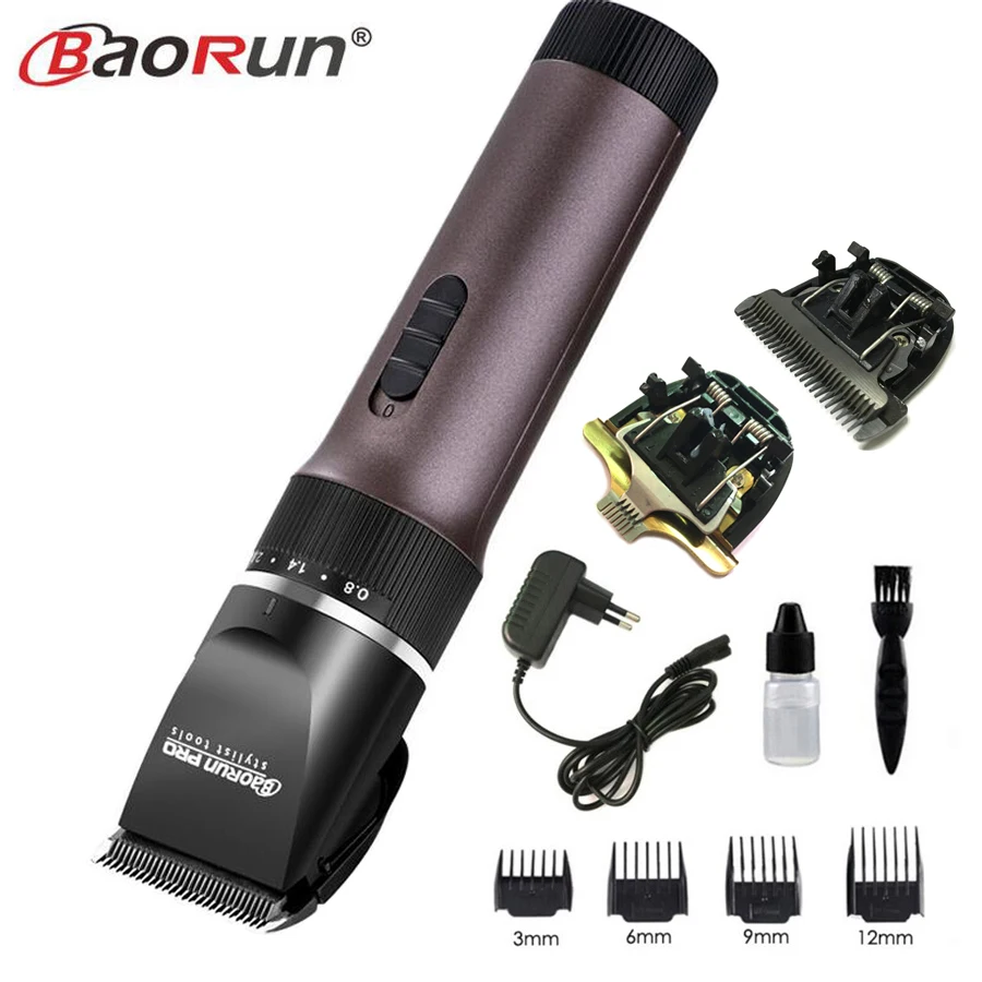 add 2pcs blade Профессиональная электрическая машинка для стрижки волос для мужчин, перезаряжаемая керамическая машинка для стрижки волос, машинка для бритья, Парикмахерская - Цвет: add 2pcs blade