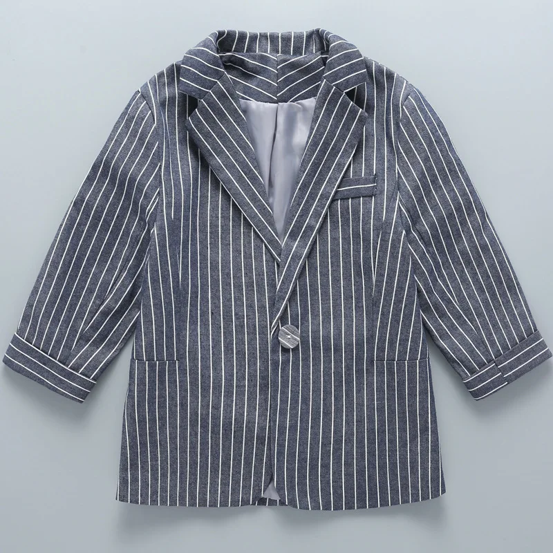 Jacket Комплекты детской одежды, осень, комплект из 2 предметов: Полосатое пальто с длинными рукавами и джинсовые штаны, куртки для девочек-подростков, комплект одежды для 6, 7, 8, 10 лет - Цвет: Jacket