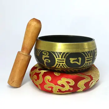

Silent Mind Tibetan Singing Bowl Set Antique Design With Dual Surface Mallet and Silk Cushion Promotes Peace Chakra Healing