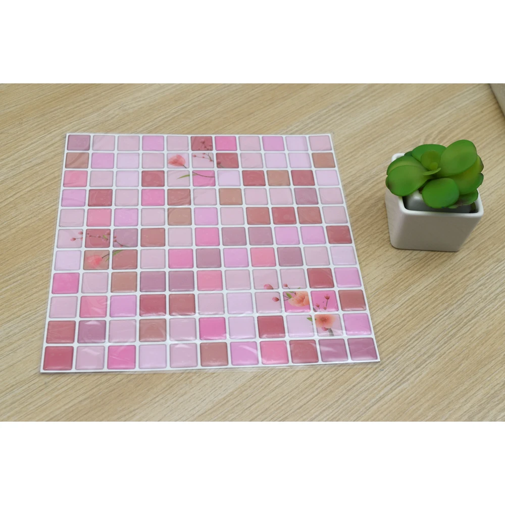 

3D Mosaic Flower Tiles 236X236mm Wall Brick Peel and Sticker Decals Easy Best Flower Waterproof Decor Bathroom Home 1PC
