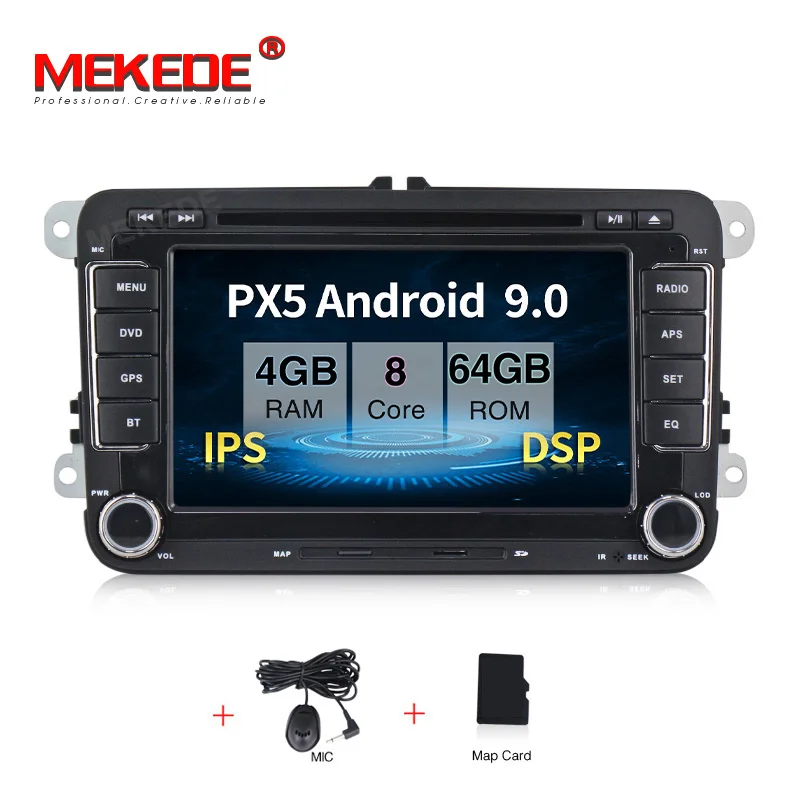 Perfect MEKEDE Car Multimedia player Android 9 GPS 2 Din Car Radio Audio Auto For VW/Volkswagen/POLO/PASSAT/Golf 8 Cores RAM 4G 64G DVR 1