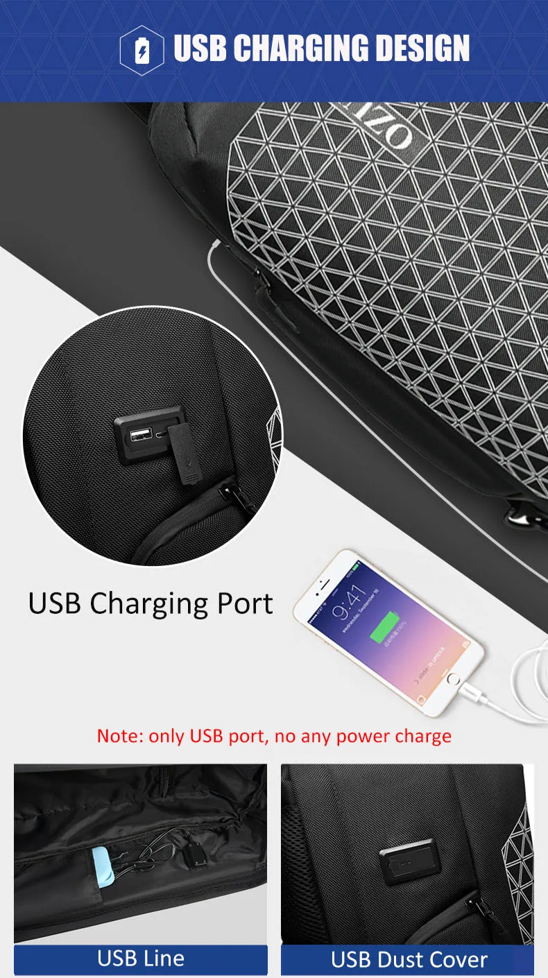 OZUKO мужской рюкзак для ноутбука 15," Модный водоотталкивающий usb зарядка многофункциональная дорожная сумка рюкзак мужской Mochilas защита от кражи