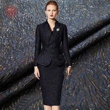 Европейский Винтажный стиль темно-синий фейерверк тисненая жаккардовая ткань для лета и осени женское вечернее платье юбка tissu jacquar SP5832