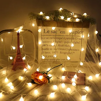 

10m 20m 50m led string lights with white ball Garland Fairy holiday decoration lamp Festival Christmas lights outdoor lighting