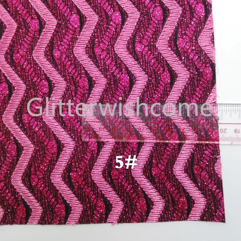 Glitterwishcome 21X29 см A4 размер винил для бантов блестящая ткань, флокирование стрелка волна кожа ткань листы для бантов, GM523A