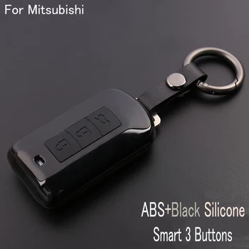 

3 buttons Silicone+ABS Car key Wallet Case Protection fob for Mitsubishi Eclipse Colt Grandis RVR sport remote key car accessory