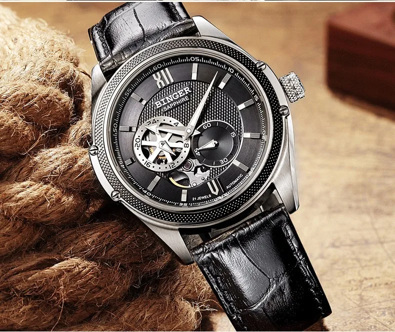 Роскошный дизайн скелета автоматические механические деловые часы мужские деловые часы ремешок из нержавеющей стали 50 метров