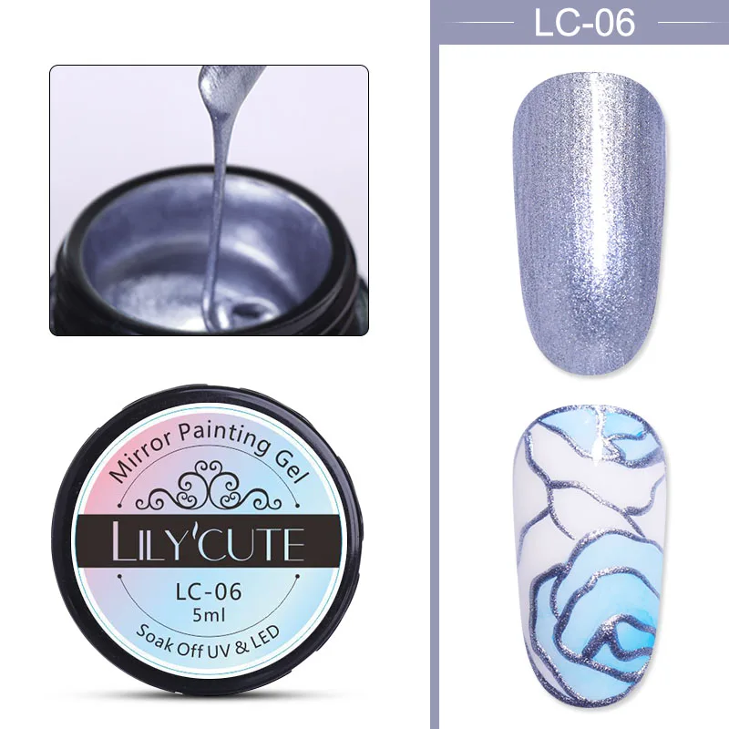 LILYCUTE замочить от УФ Гель-лак металлическое зеркало серебряный УФ гель для ногтей маникюрный лак Гель-лак для нейл-арта - Цвет: Темно-синий