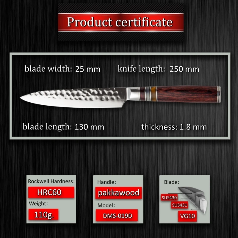 Grandsharp 5,3 дюймов Универсальный нож японский VG10 сталь Дамасские кухонные ножи нож шеф-повара японский дамасский стальной кухонный нож