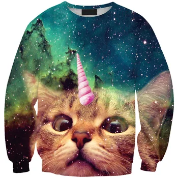 

Men's 3-D Star Cat Printed Sanitary Wardrobe Long-sleeved Sleeve Men's Sweatshirts Printing Blouse hoodies