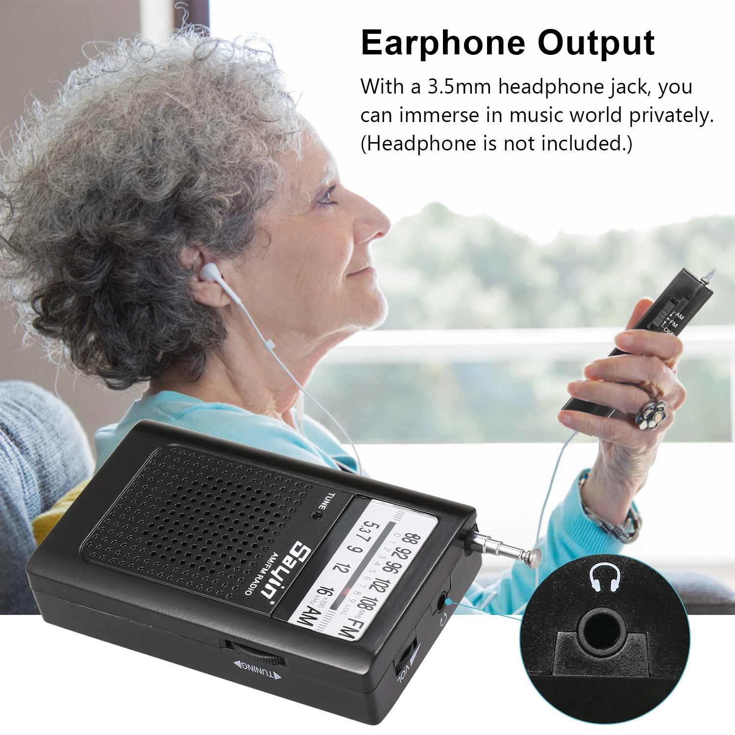 transistor radio with headphones