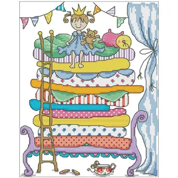 

The little princess on the quilt Counted Cross Stitch 11CT 14CT 18CT DIY Chinese Cross Stitch Kit Embroidery Needlework Sets