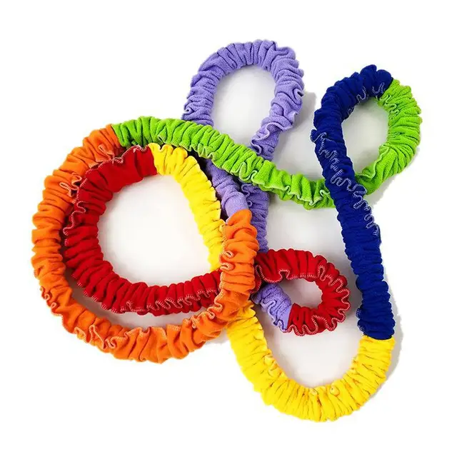 1.5-10meters Stretchy Band Running Pull Circle Elastic Rainbow Rope Outdoor Team Sports Kindergarten Physical Training Equipment 4