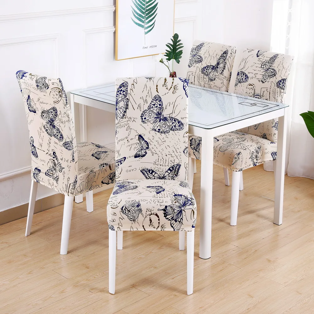 1/2/4/6Pcs Printing Stretch Chair Cover Spandex Slipcovers Elastic Seat Chair Covers For Restaurant Banquet Hotel Dining Room