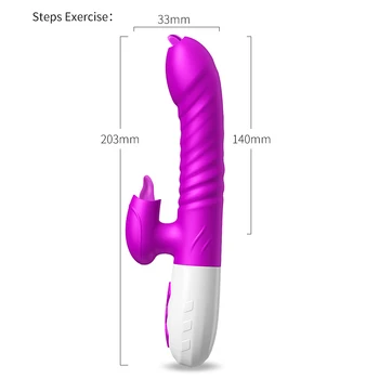 Double Tongue Vibrating Dildo With Telescopic Rotating Vibrators For Woman Anal Vaginal Clitoris Stimulator Adult Suck Sex Toys 5