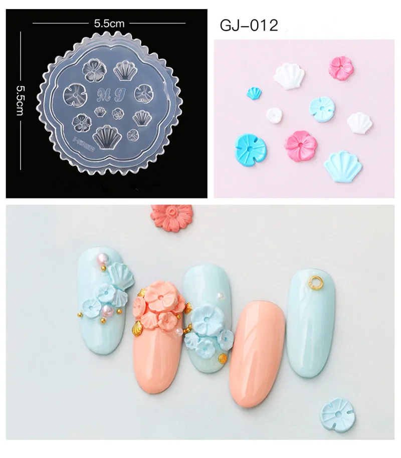 3D силиконовая форма для штамповки ногтей резьба по дереву штамповка пластины для дизайна ногтей шаблон УФ гель лак маникюрный пресс DIY инструменты - Цвет: GJ-012