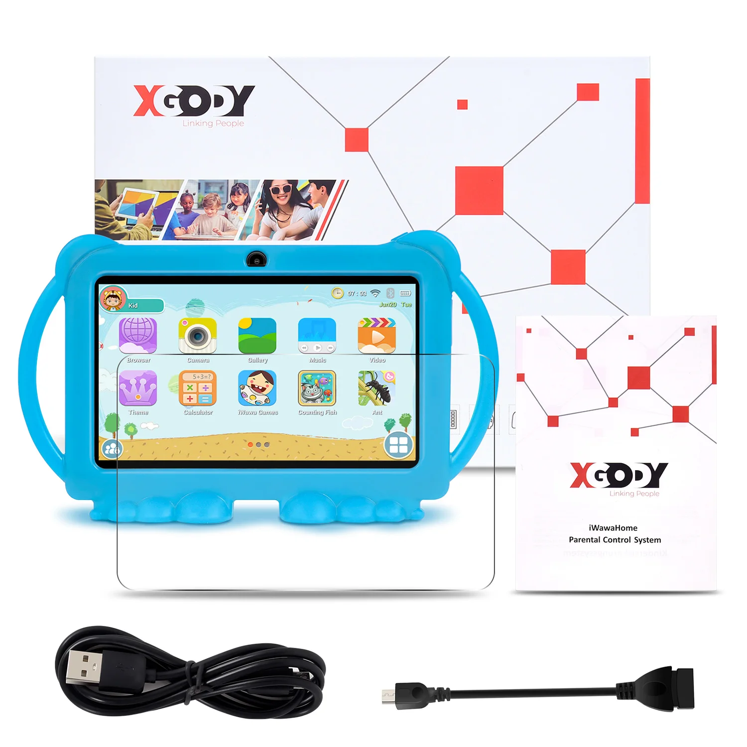 XGODY детская обучающая машина планшет лучший подарок для детей 7 дюймов HD с силиконовый чехол USB зарядка четырехъядерный, 1 ГБ, 16 ГБ