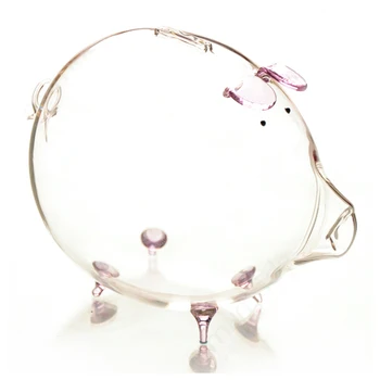 

Pig Piggy Bank Money Boxes Coin Saving Box Cute Transparent Glass Souvenir Birthday Gift For Children Kids-Pink