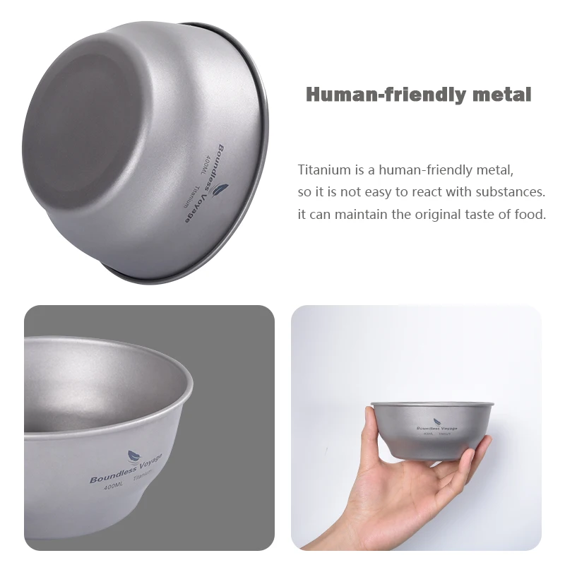 Description Picture 6 of itemBoundless Voyage Titanium Plates Bowls Dinner Set Outdoor Camping Travel Dishes Lightweight Metal Tableware Kitchen Dinnerware