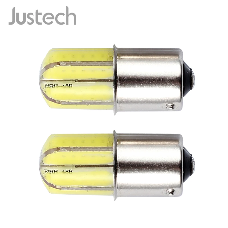 Светодиодсветодиодный лампы для дневных ходовых огней Justech 2x1156 BA15S 382 P21W 8 COB DRL 12 В