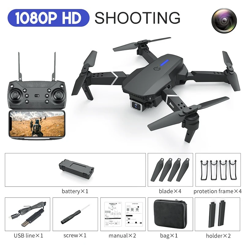 2022 NEW E88 Mini Drone 4K HD Daul Camera With Wifi FPV Portable Foldable Remote Control Drones Rc Quadcopter Camera Dron Toys