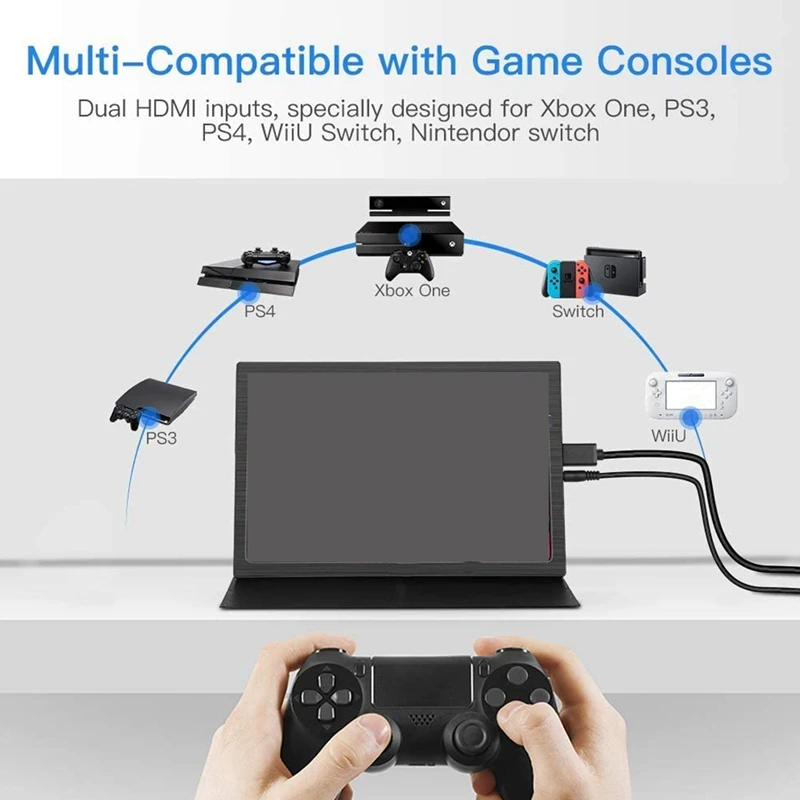 Portable HDMI Gaming Monitor 10 Inch IPS Portable Second Sn 2560X1600 High Resolution for PS4 for PC Laptop