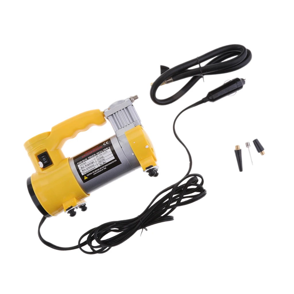 Portable 12V Car Electric Air Compressor Tire Inflator Pump 150 PSI w/ Pressure Gauge