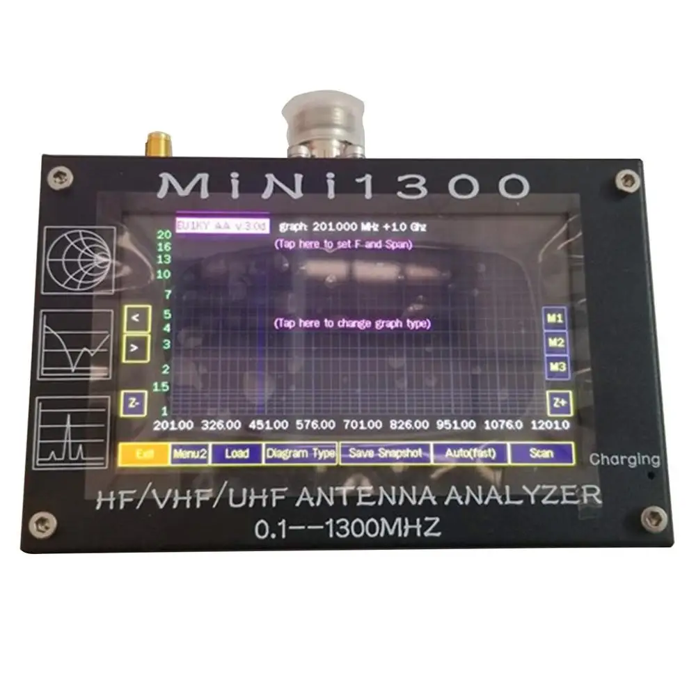

Uv + Hf Mini1300 4.3 "Touch Lcd 0.1-1300Mhz 13.Ghz Hf/Vhf/Uhf Ant Swr Antenne Analyzer Meter +Rechargeable Batery