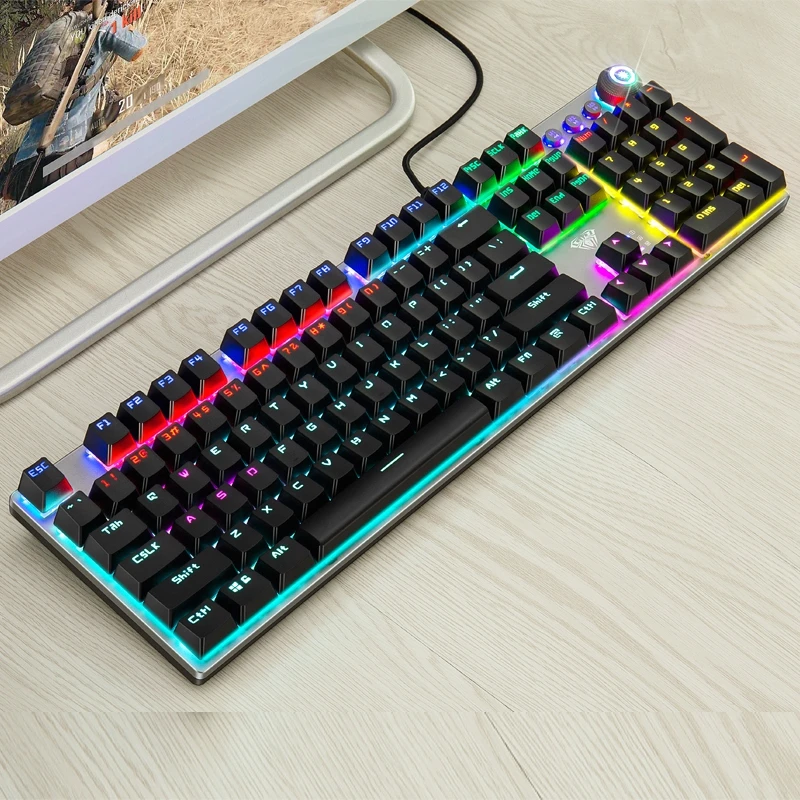 Проводная игровая клавиатура механическая USB 107 клавиш и игровые клавиатуры 104