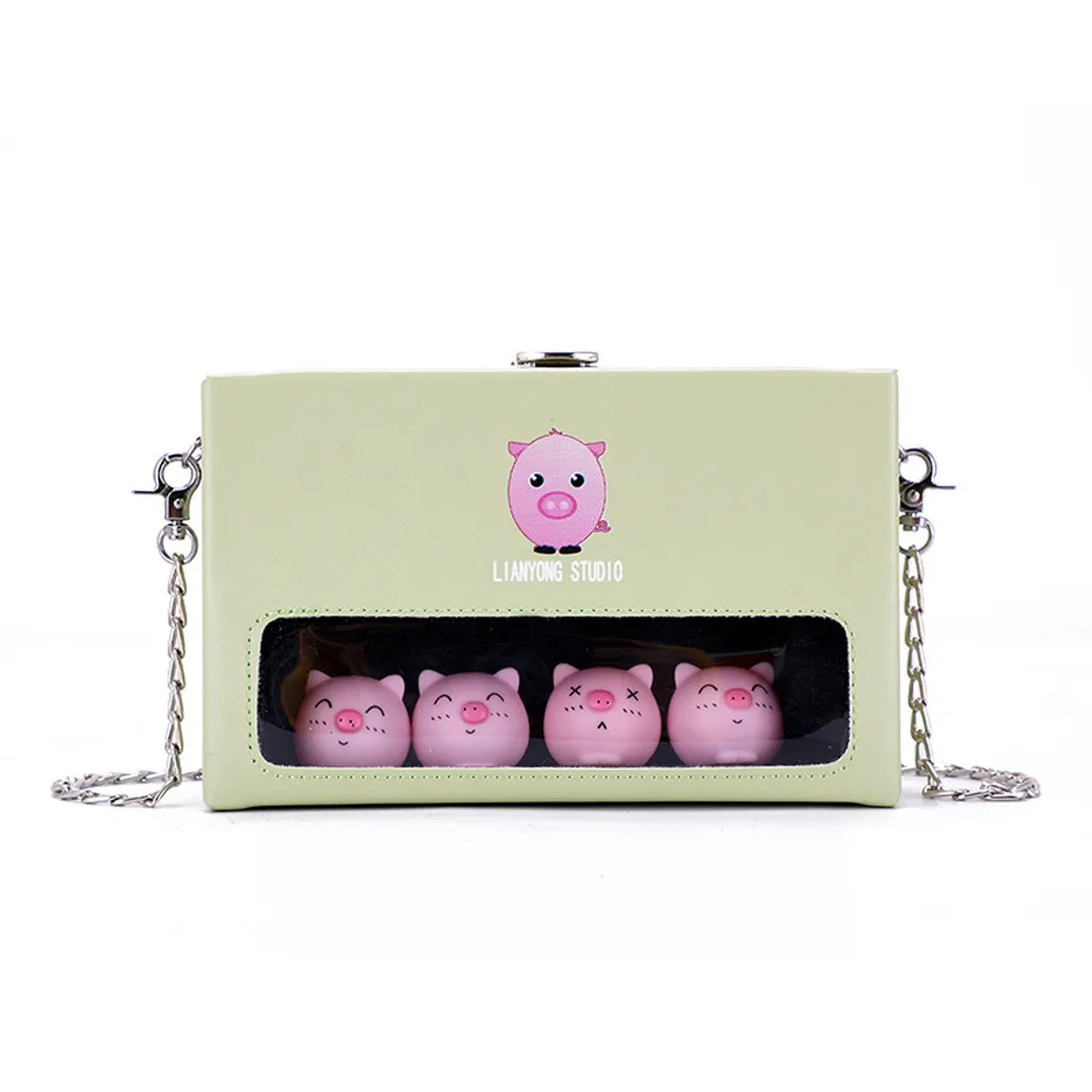 

2019 New Women Messenger Bag Designer Handbags Women Small Fresh Transparent Cute Pig Shoulder Bag Chain Wild Messenger