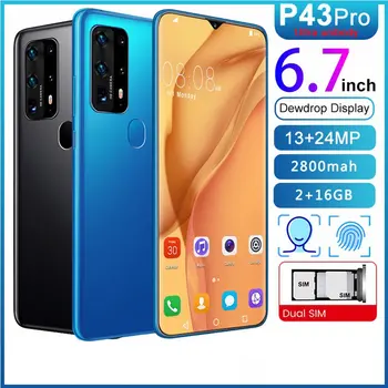 

P43pro 6.7 inch water drop screen 2+16GB mobile phone smart Fingerprint unlock technology phone