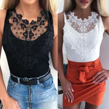 

Women Vest Sleeveless Casual V-Neck Hollow T-Shirt Tops