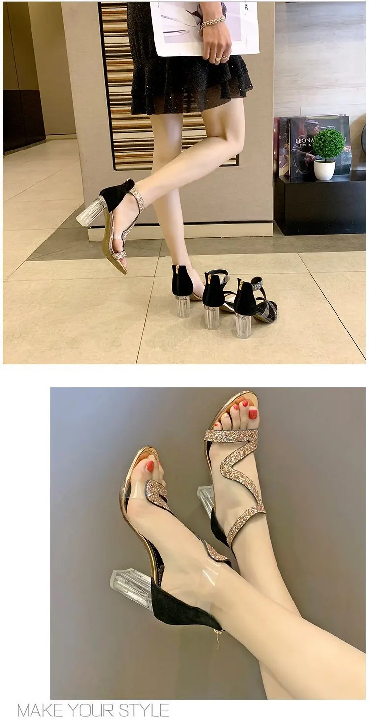 Женские сандалии для отдыха на высоком каблуке; базовые летние вечерние босоножки на квадратном каблуке с закрытой пяткой; модная повседневная обувь на молнии