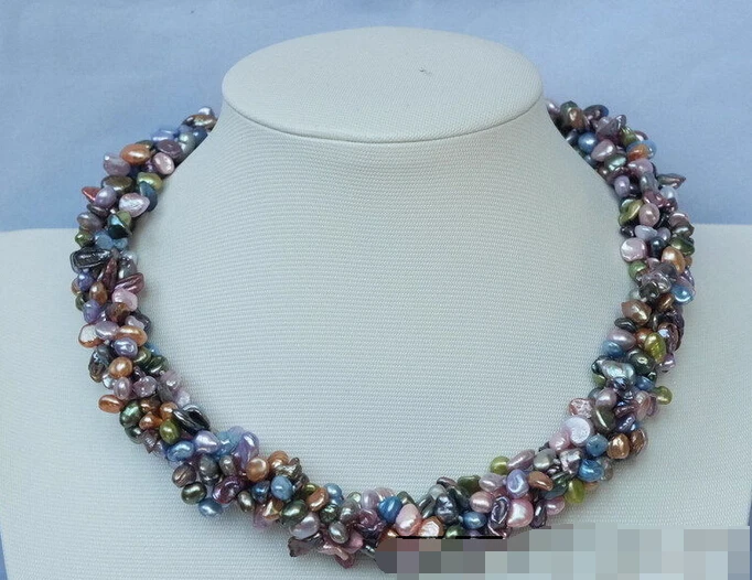 free 07752 natural multi color keshi FW Pearl Necklace&bracelet set(A0423