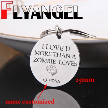 

FLYANGEL Keychain Engraved Keyring Jewelry I Love U More Than Loves New Style Key Tag Lover Couples Gifts