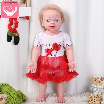 

56cm New Silicone Rebirth 22inch Hair Skeleton Doll Big Eyes Girl Doll Toys Gift