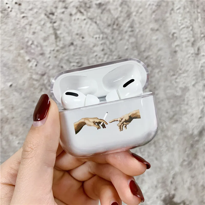 Модный чехол с забавным рисунком пальцев для Apple Airpods Pro прозрачный Твердый Crtystal Air