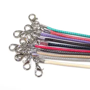

10colors 2mm 40cm 50cm 60cm Leather Handmade Braided Rope Necklaces & Pendant Charms Findings Lobster Clasp String Cord