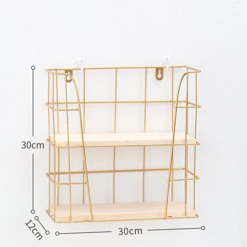 Двухслойная настенная декоративная стойка для хранения Металл Кованое железо деревянная полка для дома Настенная Цветочная полка кухня ванна стена для хранения