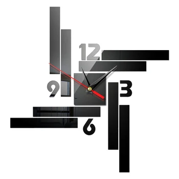 

Fowecelt 3D Wall Clock Black Modern Mirror Design Acrylic Wall Sticker DIY Home Decor Clock On the Wall Aesthetic Room Decor