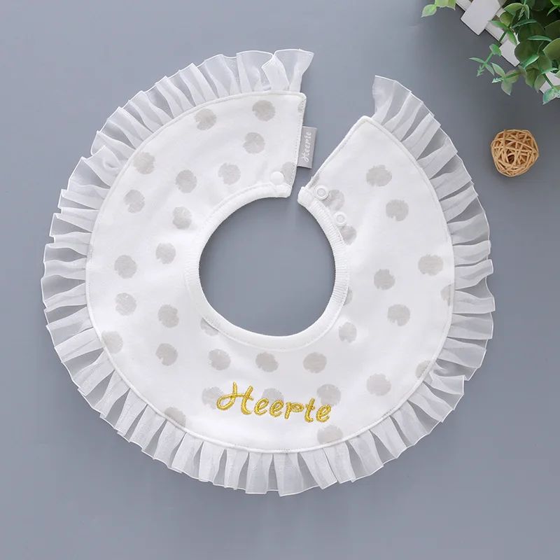 Infant Baby Bib Princess Lace Side Decoration 360 Degree Round Children's Burp Baby Saliva Towel (3)