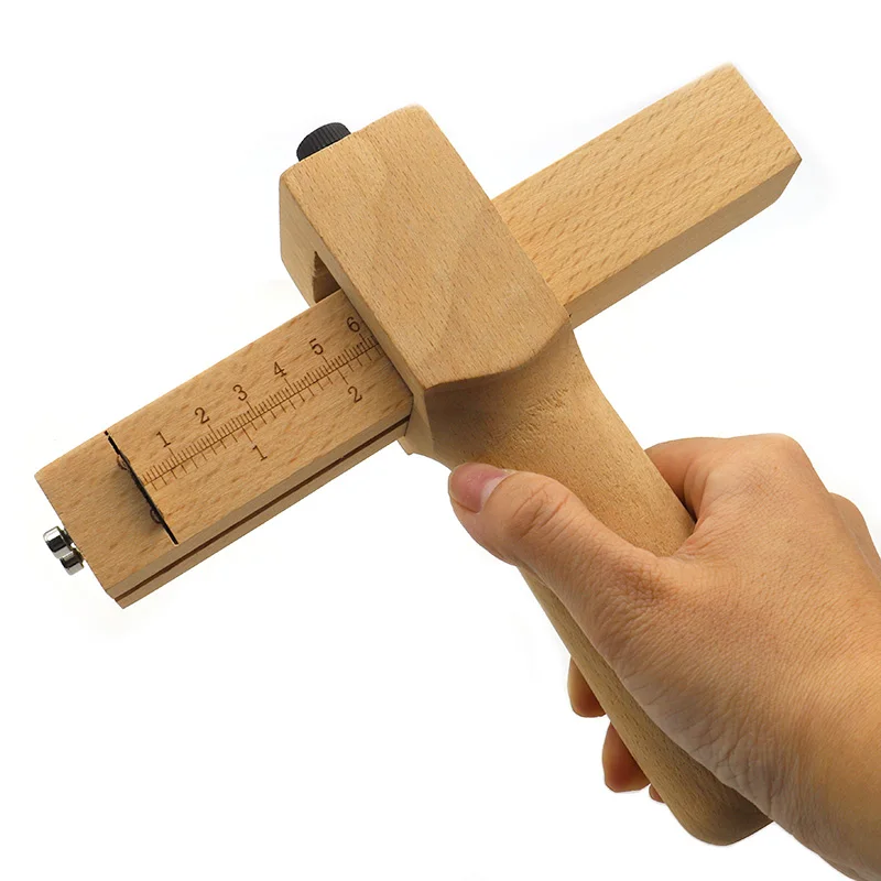 Adjustable Leather Strap Cutter Leather craft Strip Belt DIY Hand Cutting Wooden Strip Cutter With 5 Sharp Blades Leather Tools
