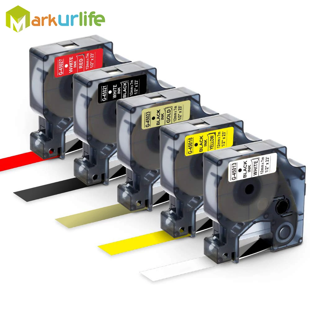 

5 упаковок, совместимы с маркировочной лентой Dymo D1 45013 45021 45018 45023 45027 для Dymo LabelManager 160 280 210D