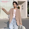 Aelegantmis New Chic Solid Color Women Casual Blazer Jacket Office Lady Pockets Work Suit Coat Ladies Business Blazers Outerwear ► Photo 1/6